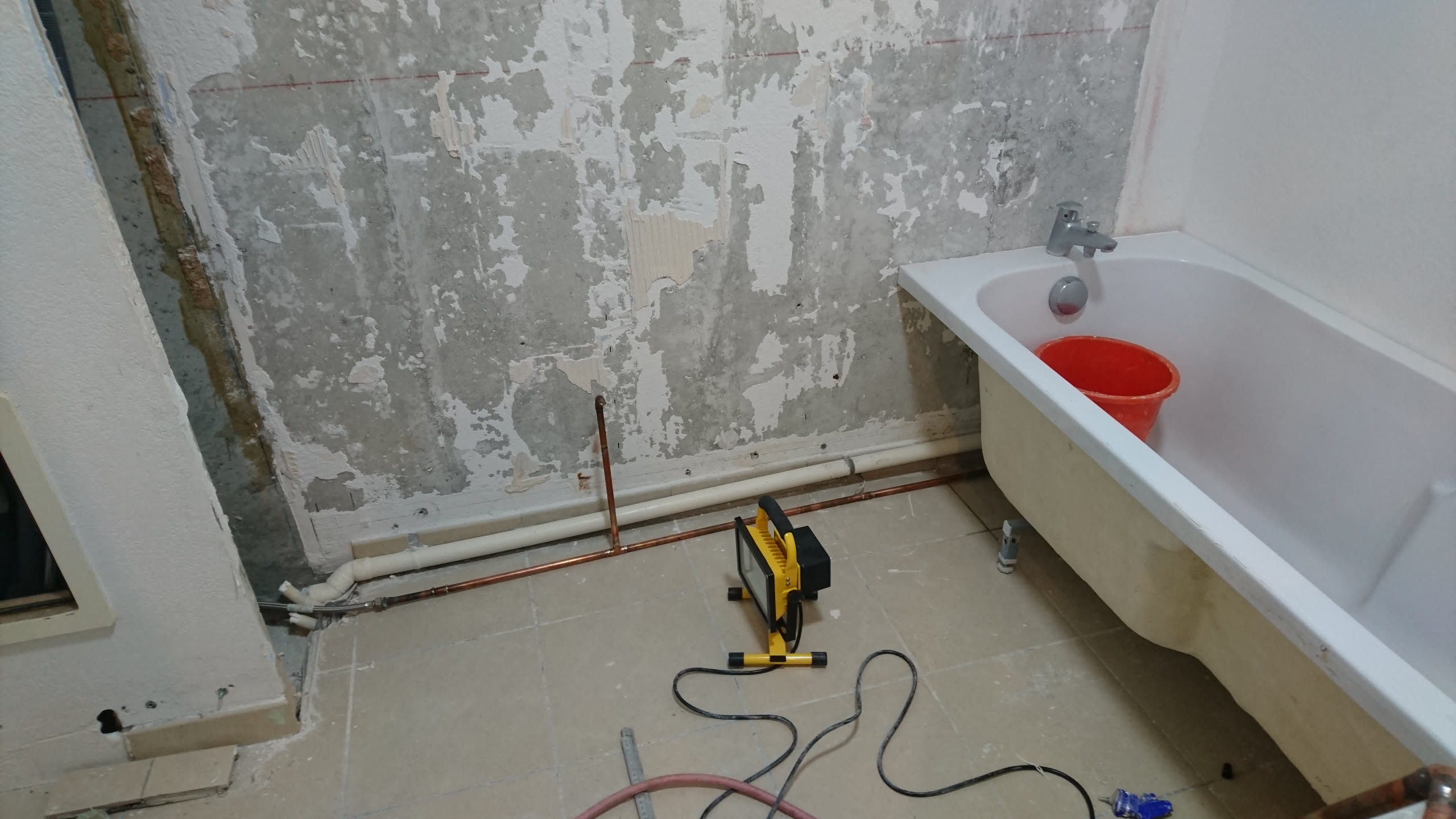 Installation de la baignoire
